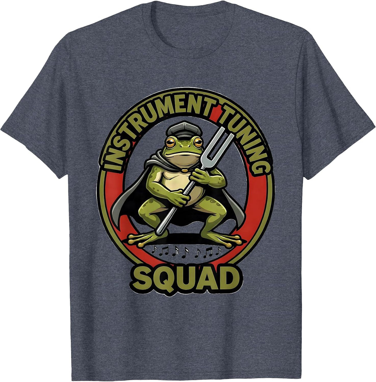 Instrument Tuning Squad Funny Frog Teacher Back to School T-Shirt - Heather Blue