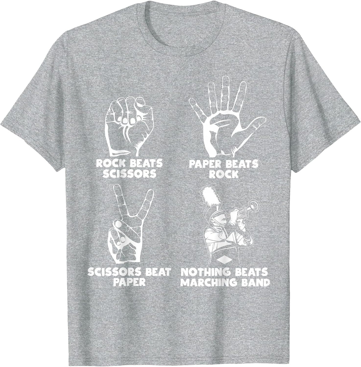 Nothing Beats Marching Band Rock Paper Scissors Funny Meme T-Shirt - Heather Grey