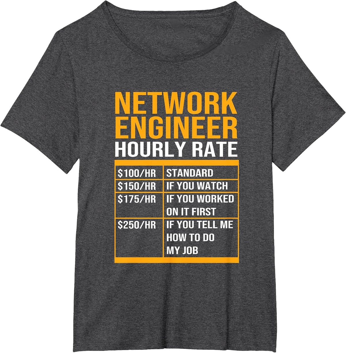 Network Systems Network Engineers Hourly Rate T-Shirt - Dark Heather Grey
