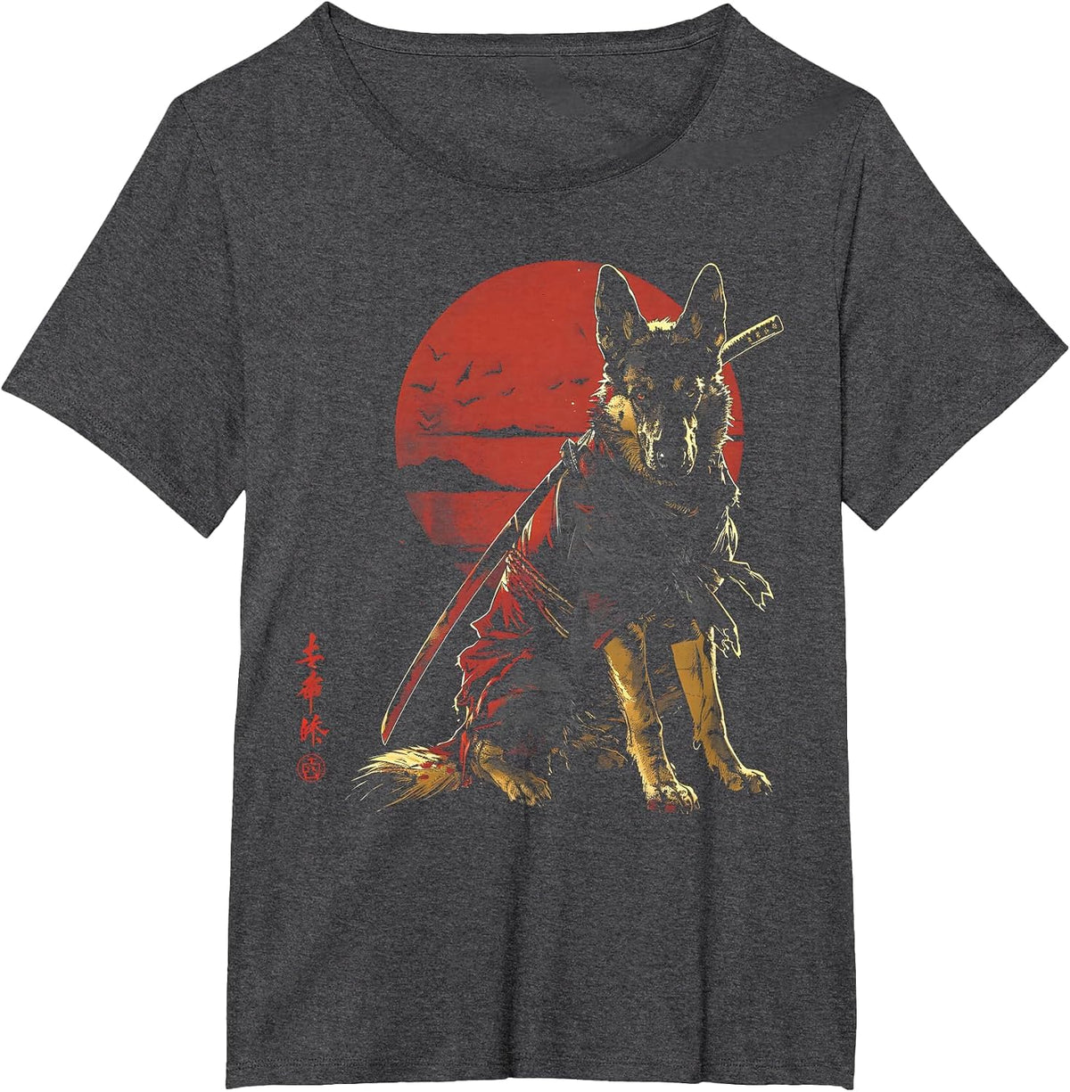 German Shepherd Dad Cute Japanese Anime Stuff Samurai Ninja T-Shirt - Dark Heather Grey