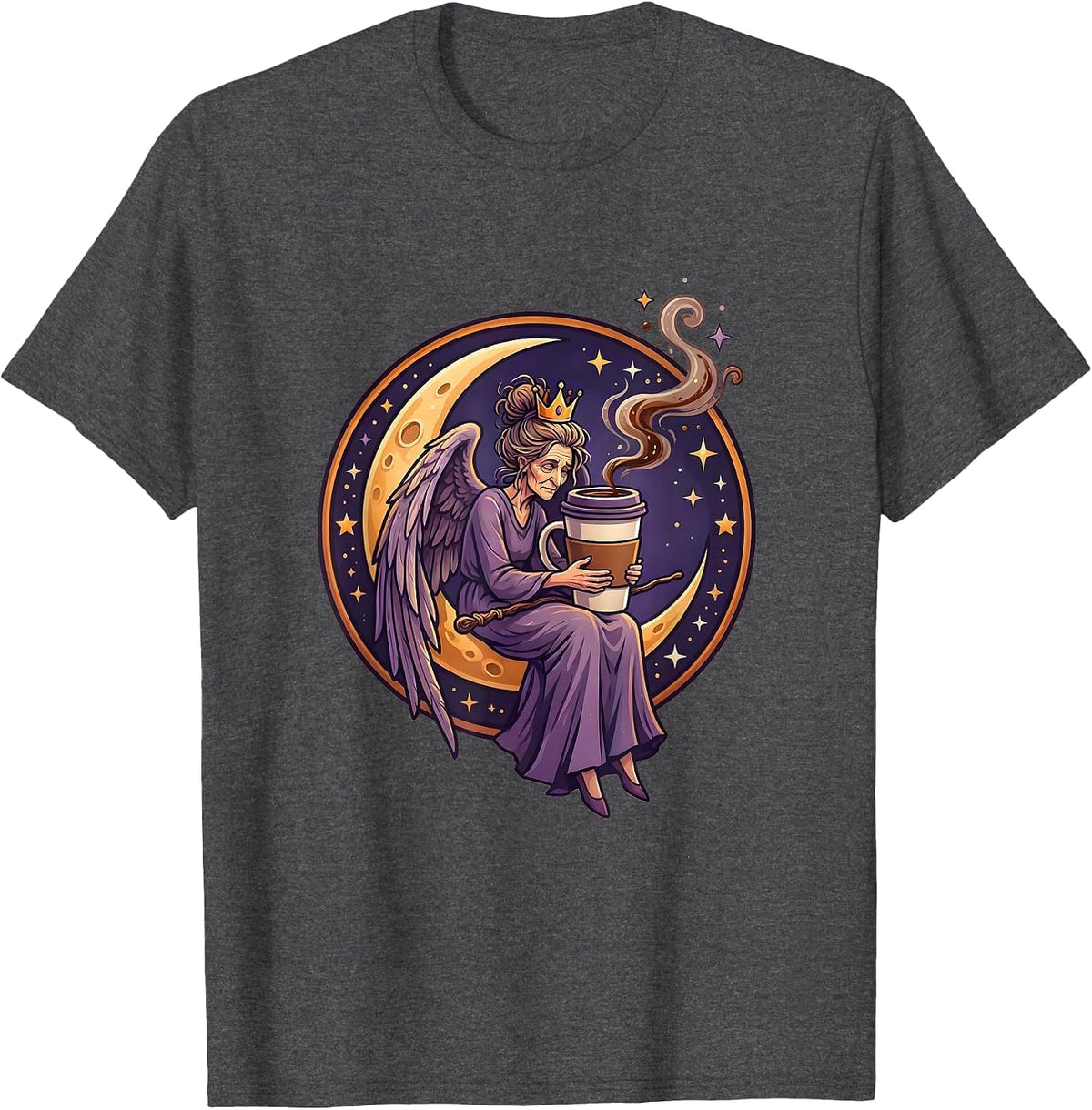 Tired Fairy Godmother Coffee Break Funny Gift T-Shirt - Dark Heather Grey