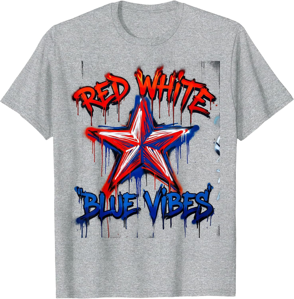 Men's Red White Blue Vibes Patriotic Design T-Shirt - Heather Grey