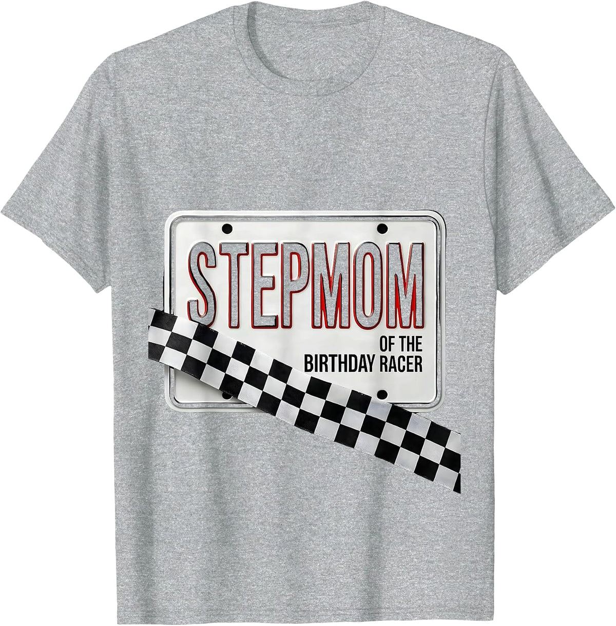 Men's Stepmom Of The Birthday Racer Race Car Birthday Party Family T-Shirt - Heather Grey