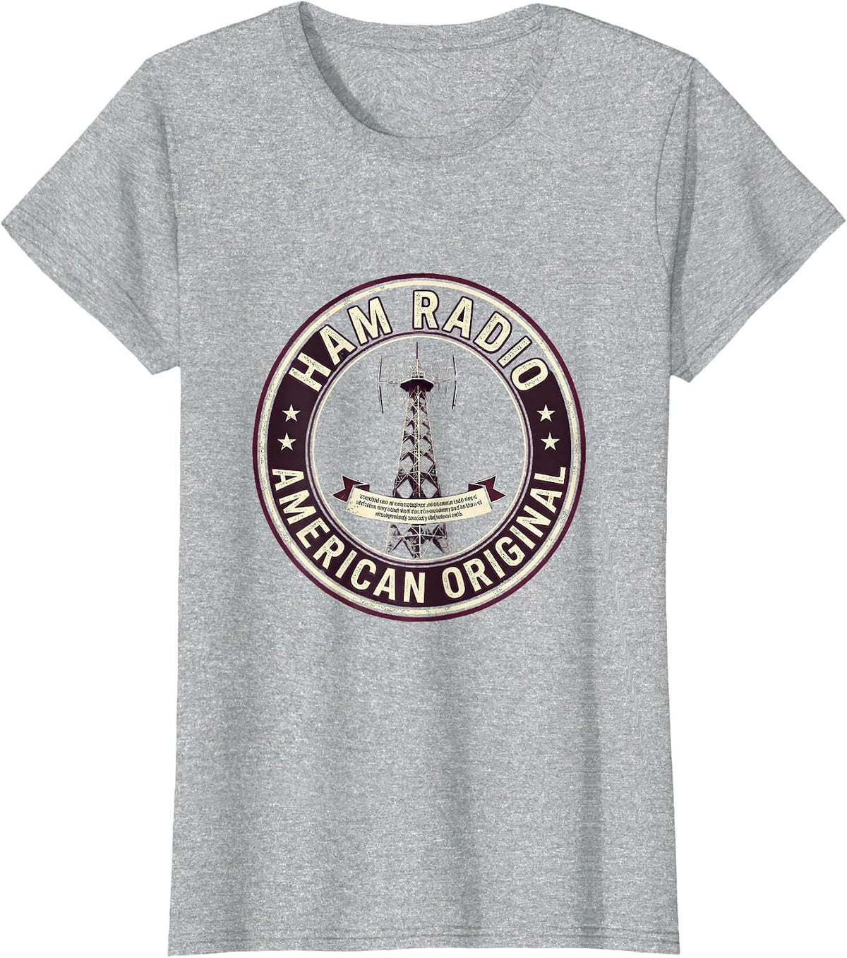 Ham Radio American Original Vintage Badge Design T-Shirt - Heather Grey