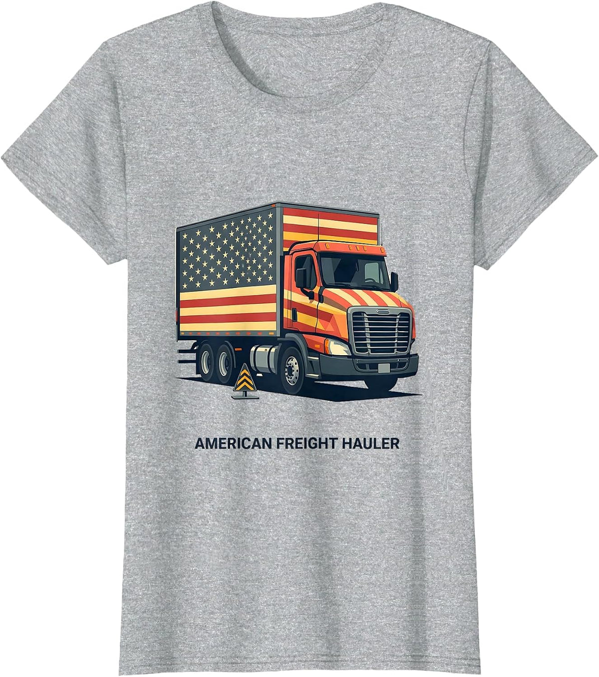 Women's American Freight Hauler Patriotic Semi Truck Driver Gift T-Shirt - Heather Grey