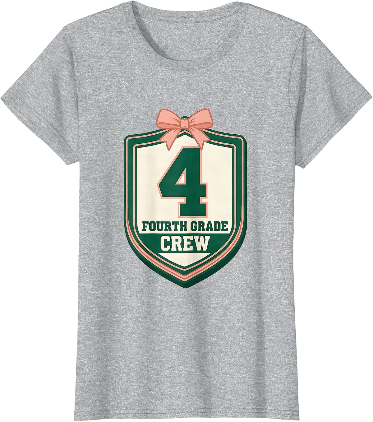 Fourth Grade Crew Preppy Back To School Elementary Teacher T-Shirt - Heather Grey