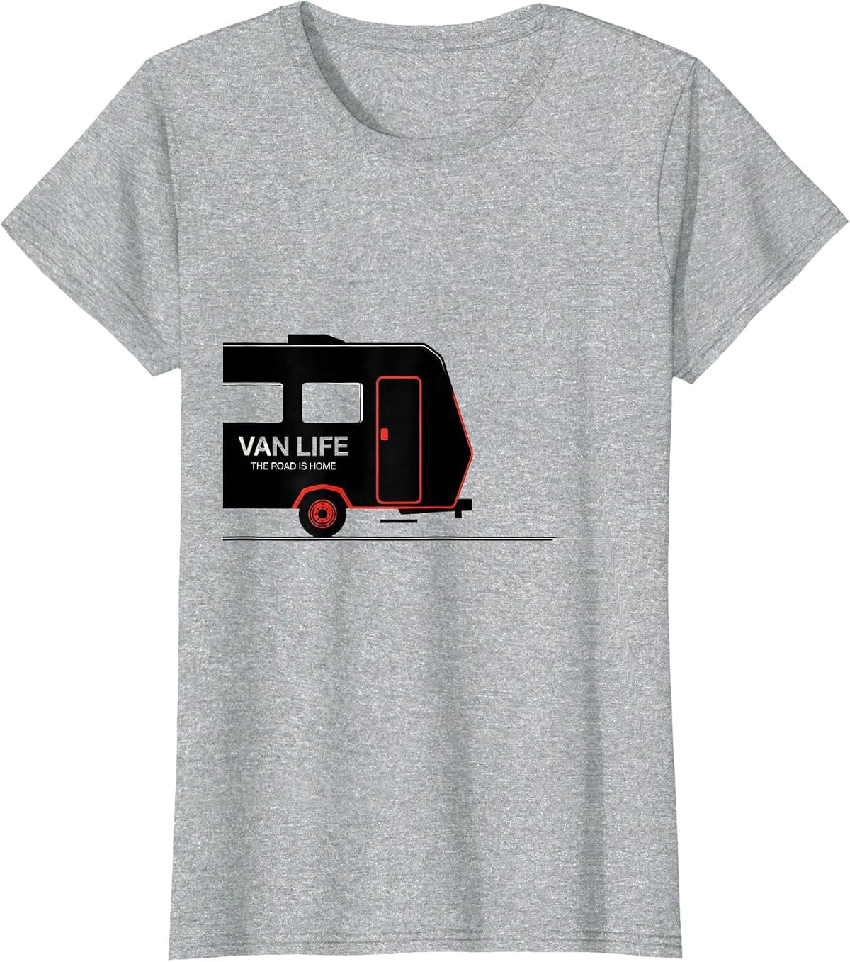 Women's Van Life The Road Is Home Retro Camper Nomad Pride T-Shirt - Heather Grey