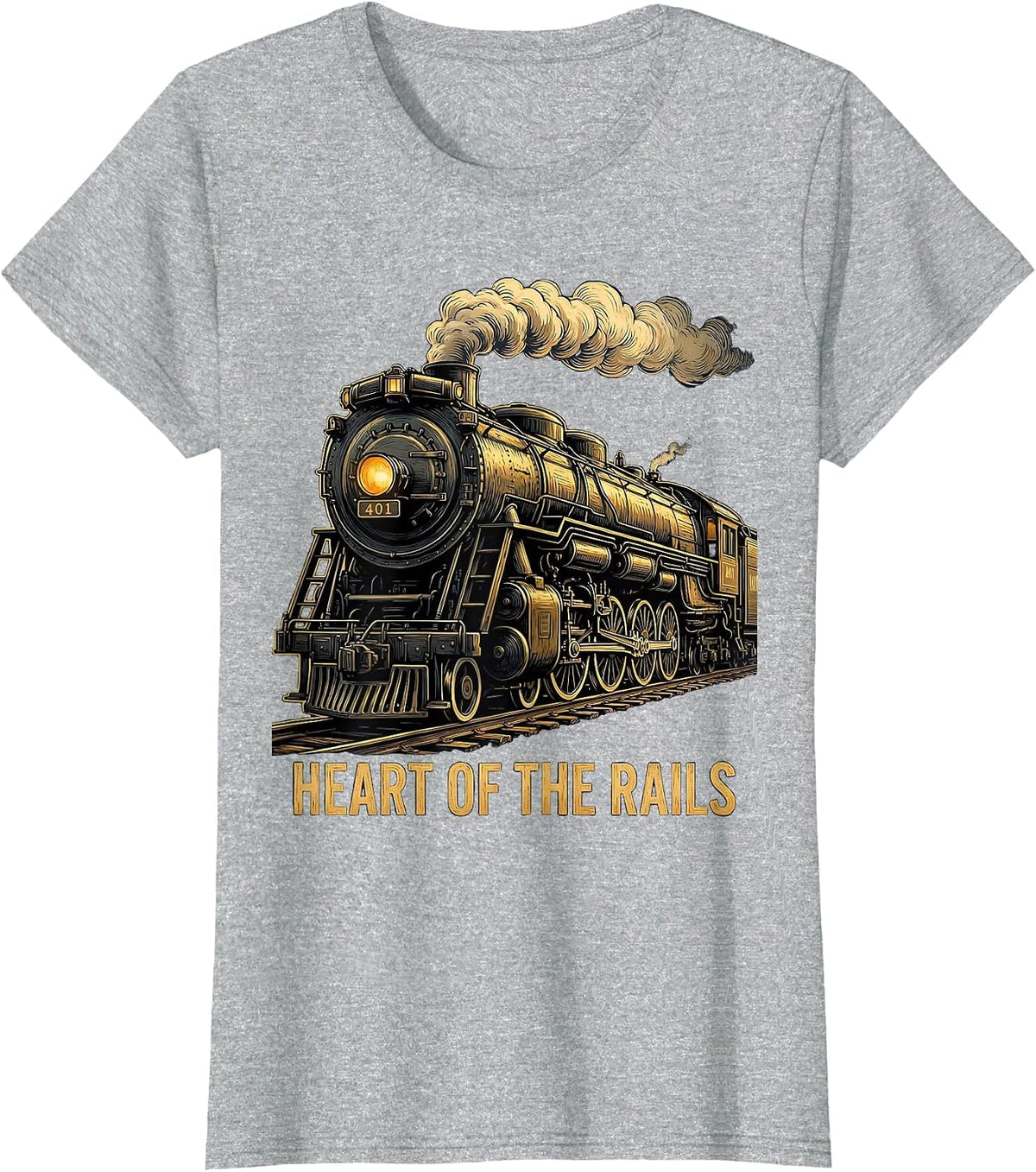 Women's Heart Of The Rails Big Boy 4014 Steam Locomotive Railroad T-Shirt - Heather Grey