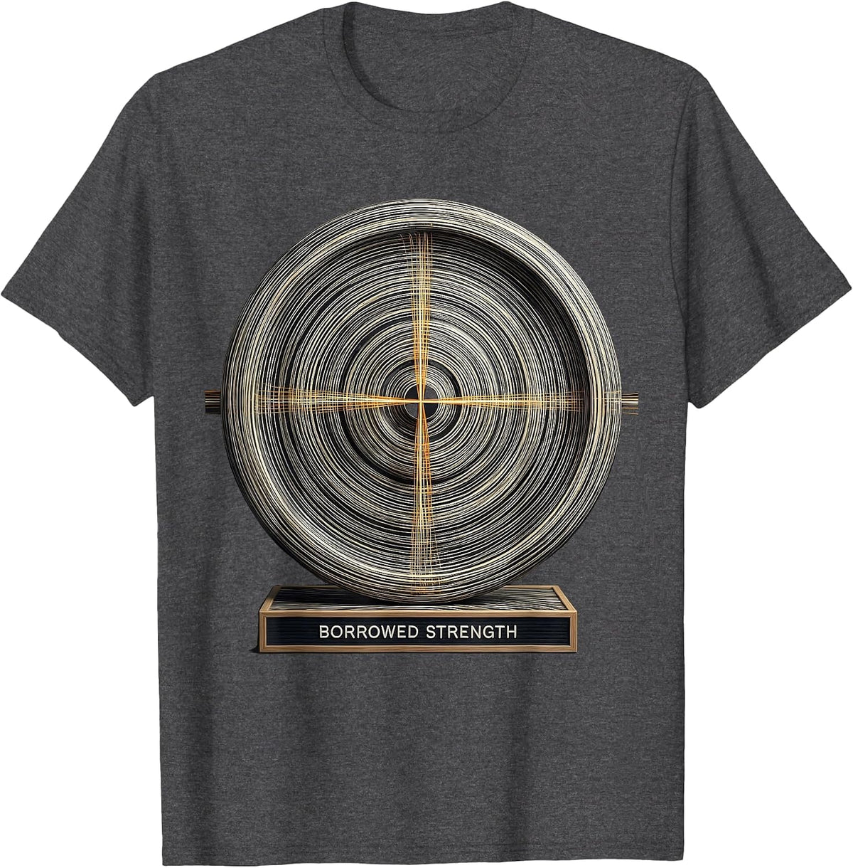 Men's Borrowed Strength Faith Fitness Funny Christian Gym Workout T-Shirt - Dark Heather Grey