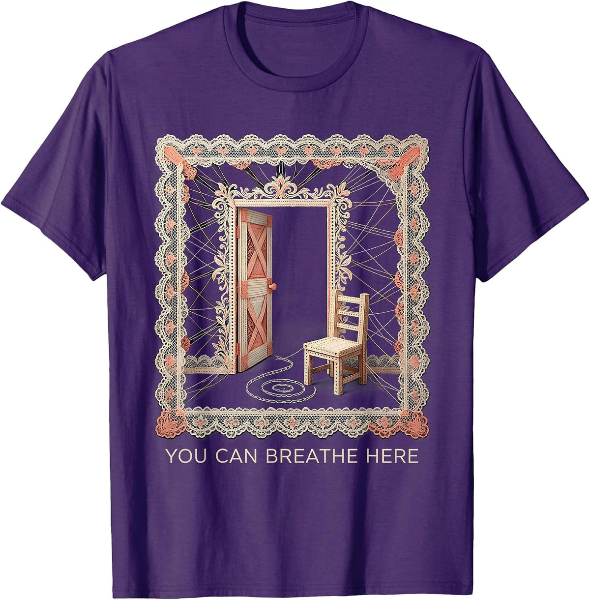 Men's You Can Breathe Here Supportive Mental Health Counselor T-Shirt - Purple