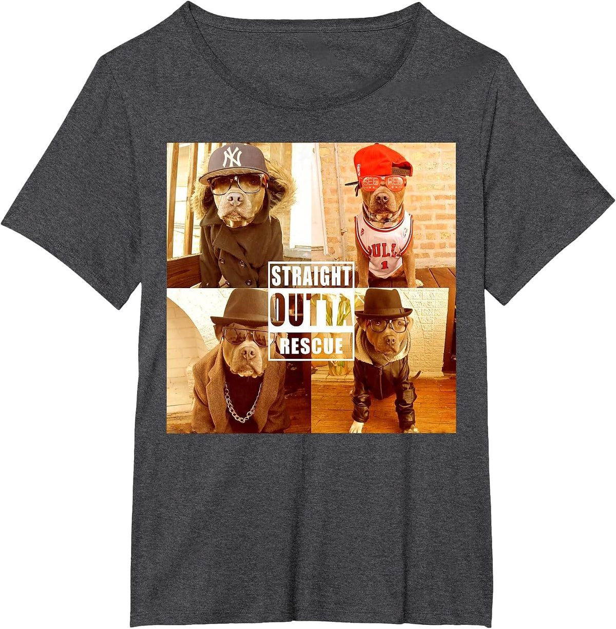 Pitbull Love Straight Outta Rescue Funny Pit Bull T-Shirt T-Shirt - Dark Heather Grey
