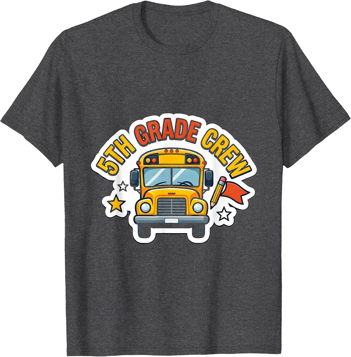 Men's 5th Grade Crew Teacher Team Back To School T-Shirt - Dark Heather Grey