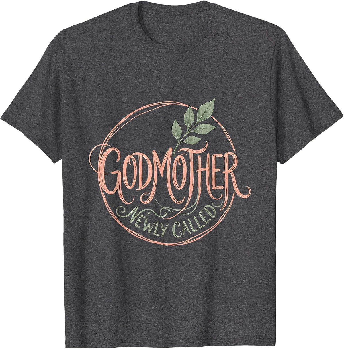 Men's Godmother Newly Called Boho Typography Aunt Humor T-Shirt - Dark Heather Grey