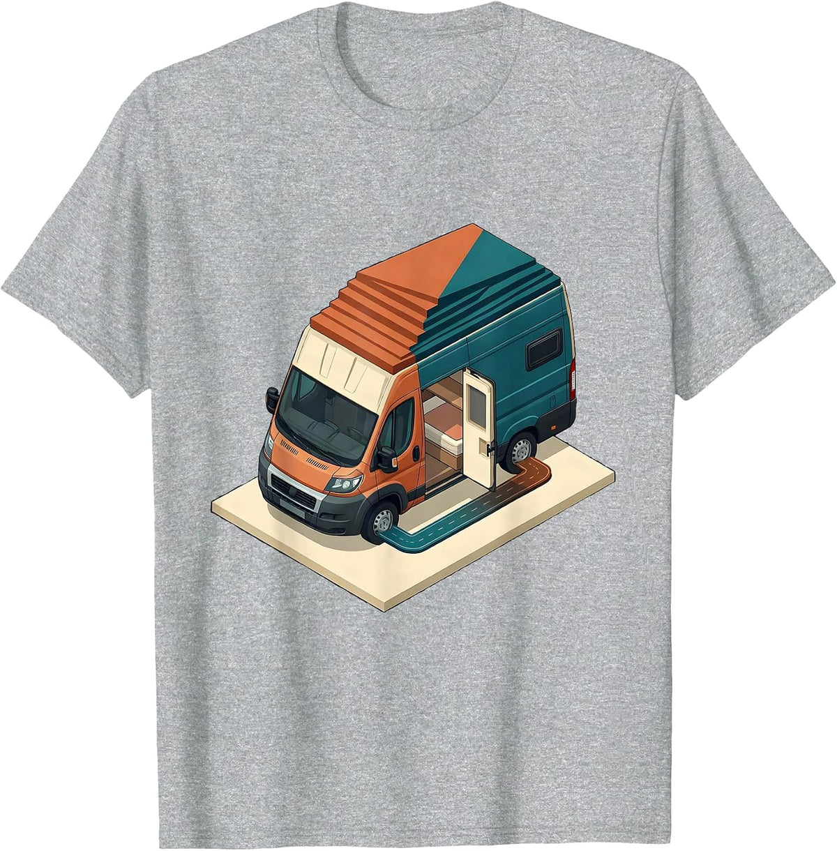 Men's Compact Camper Van Retro Van Life Nomad Pride T-Shirt - Heather Grey