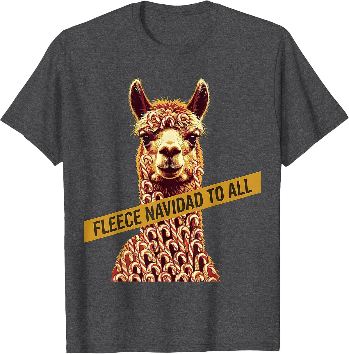 Fleece Navidad To All Funny Llama Alpaca Christmas Humor T-Shirt - Dark Heather Grey