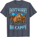 Capybara Don't Worry Be Cappy T-Shirt - Heather Blue