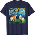 Pembroke Welsh Corgi Butt Starry Night Fluffy Dog Pup Cute T-Shirt - Navy Blue