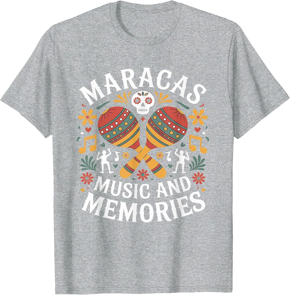 Maracas Music and Memories Hispanic Heritage Month T-Shirt - Heather Grey
