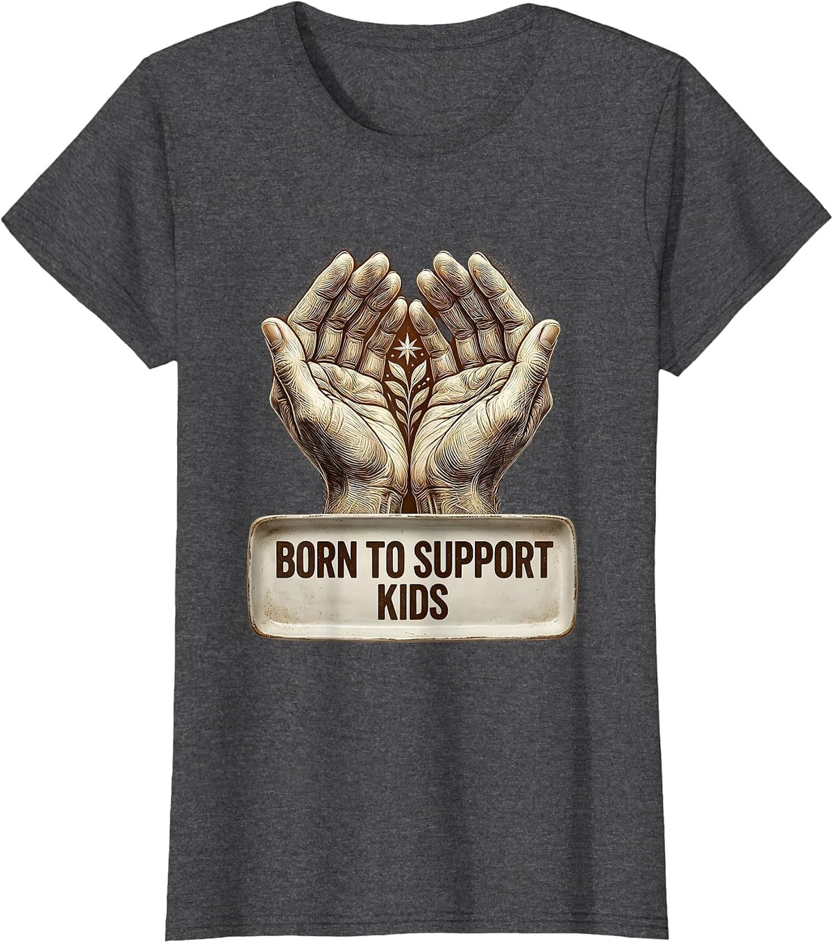 Women's Born to Support Kids Paraprofessional Design T-Shirt - Dark Heather Grey