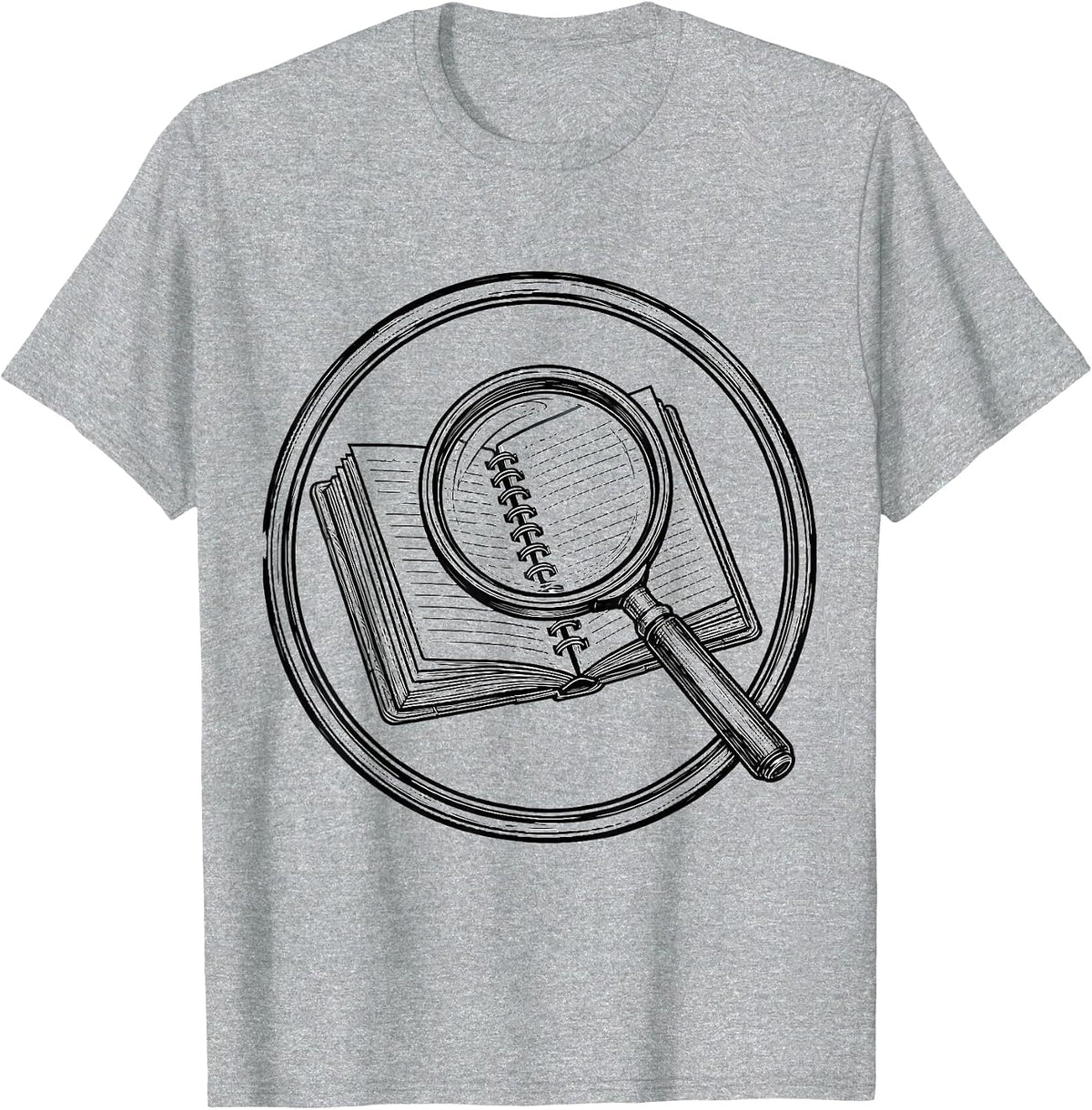 Men's Paraprofessional Magnifying Glass Notebook Graphic T-Shirt - Heather Grey
