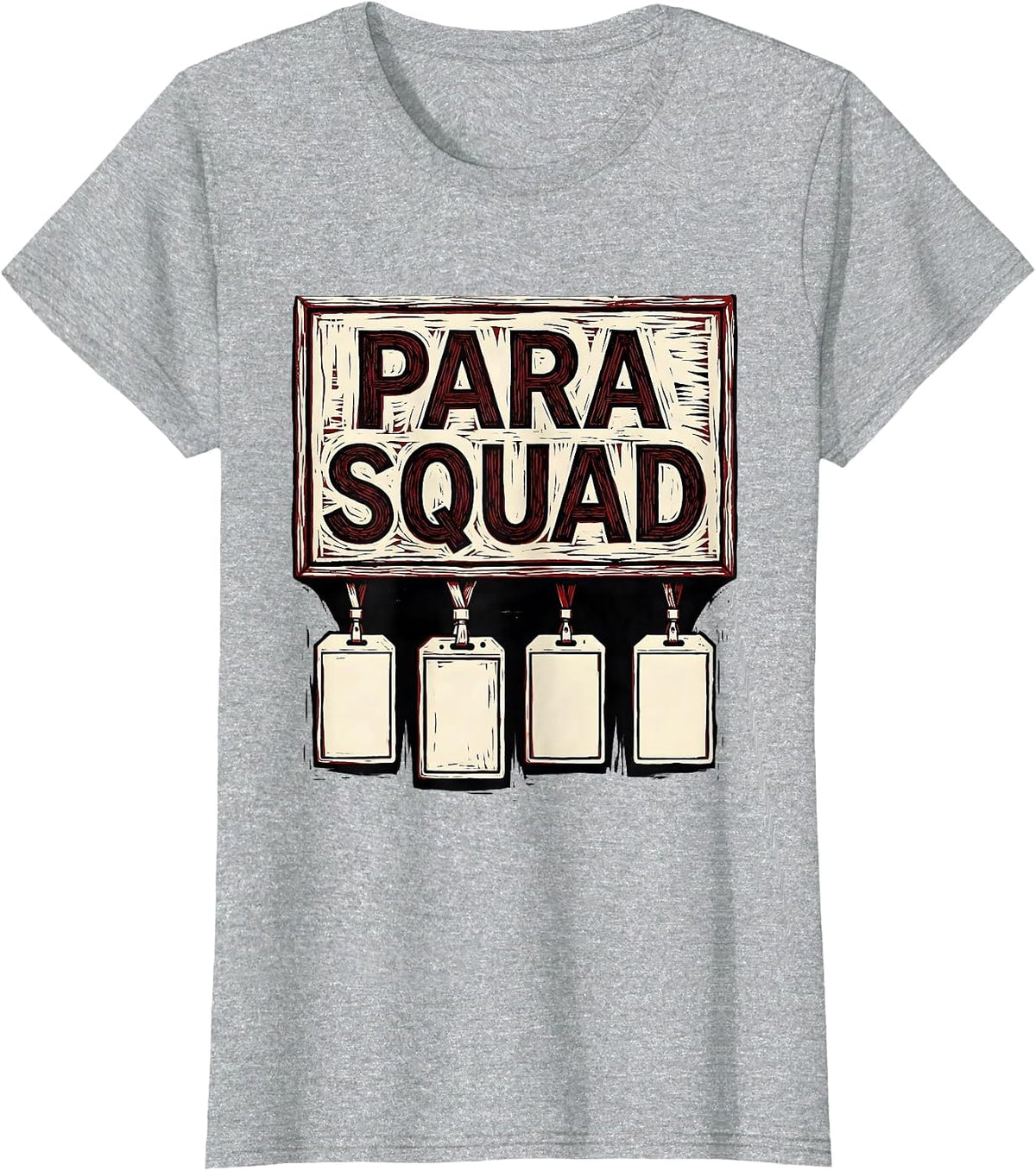 Para Squad Linocut Paraprofessional Teacher Aide T-Shirt - Heather Grey