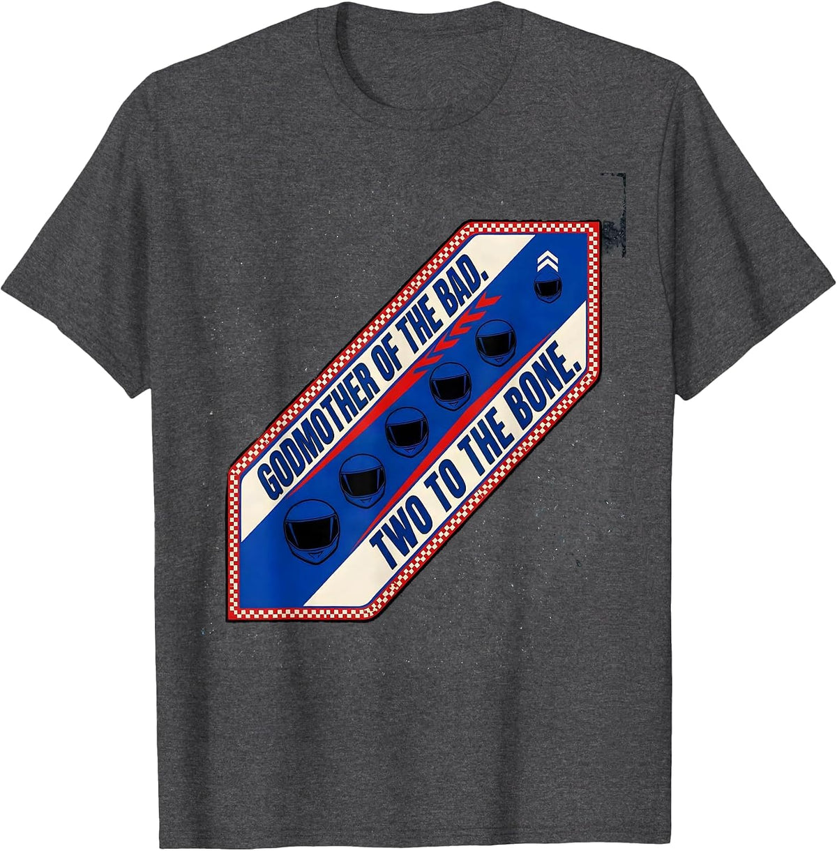 Godmother Of The Bad Two To The Bone Racing Livery Biker T-Shirt - Dark Heather Grey