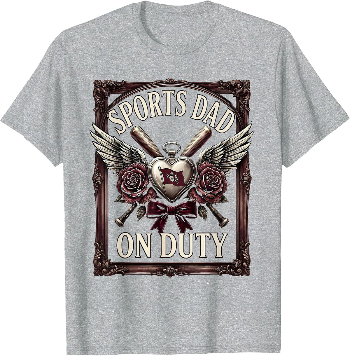 Men's Sports Dad On Duty Proud Fan Father Design T-Shirt - Heather Grey