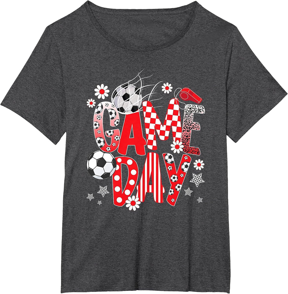 Game Day Cute Soccer Game Day Soccer T-Shirt - Dark Heather Grey