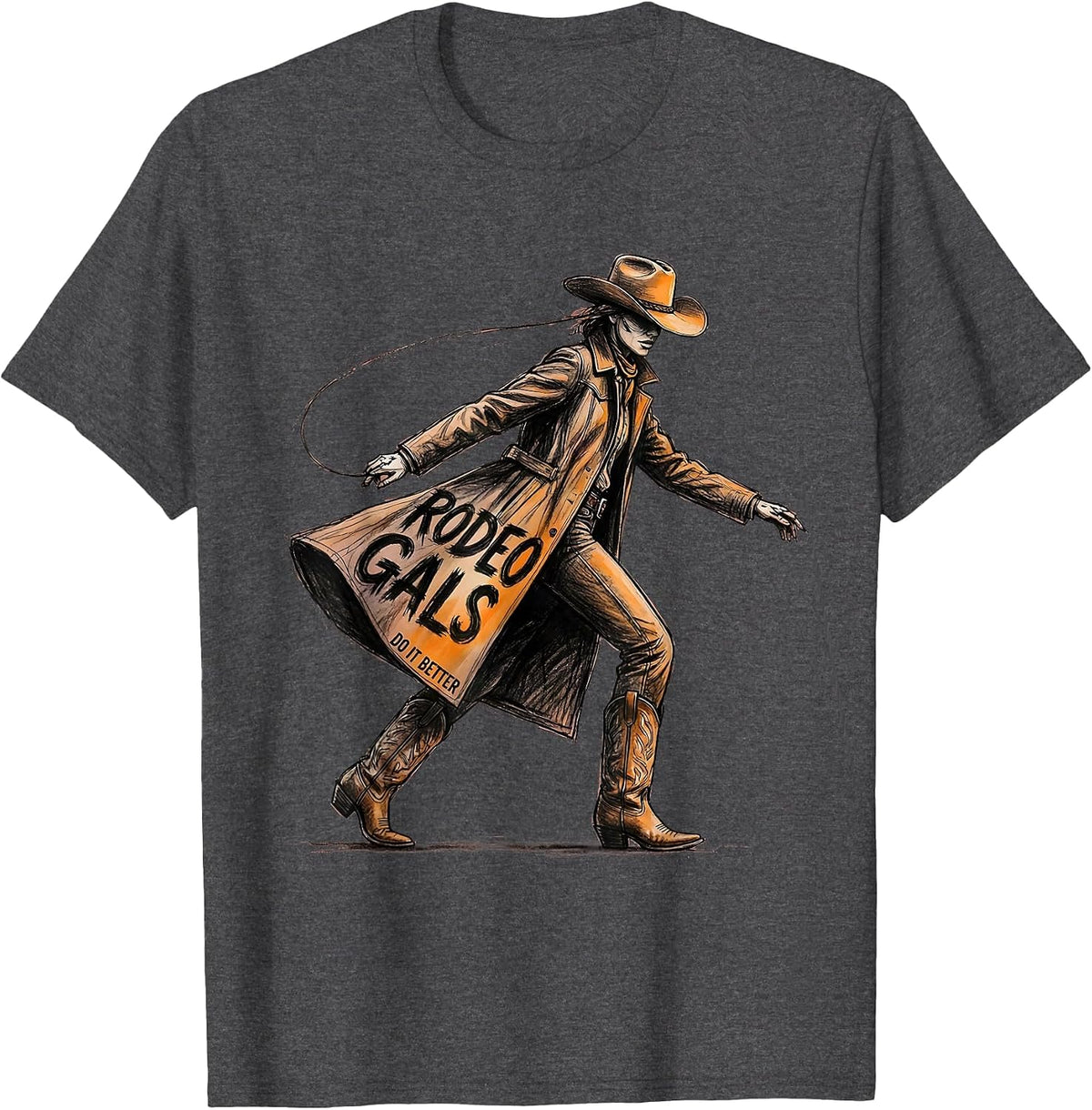 Men's Rodeo Gals Do It Better Western Cowgirl Design T-Shirt - Dark Heather Grey
