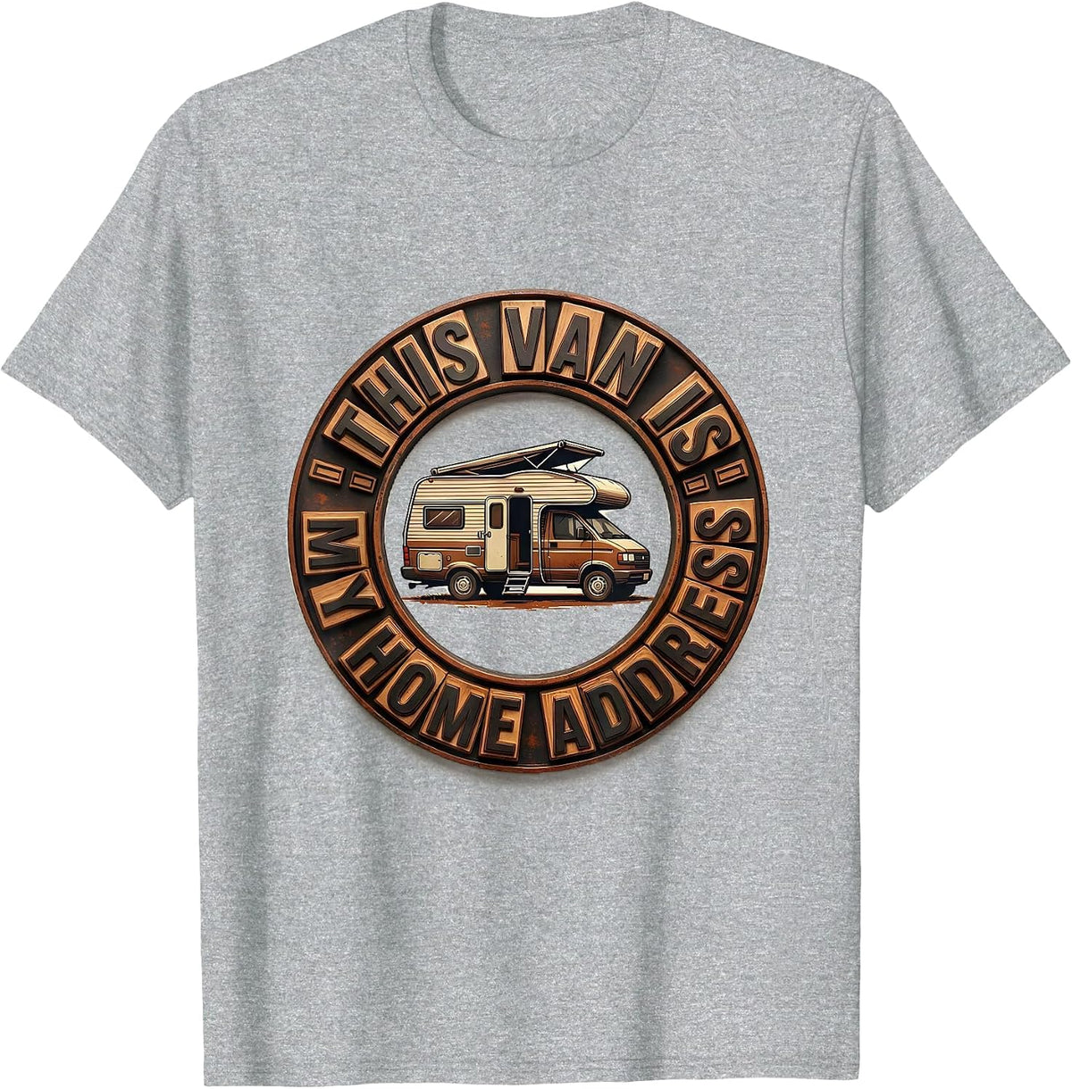 Men's This Van Is My Home Address Retro Van Life Nomads Vanlife T-Shirt - Heather Grey