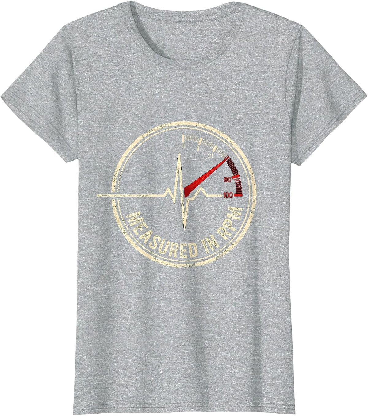 Measured In RPM Funny Car Guy Auto Mechanic Speedometer T-Shirt - Heather Grey