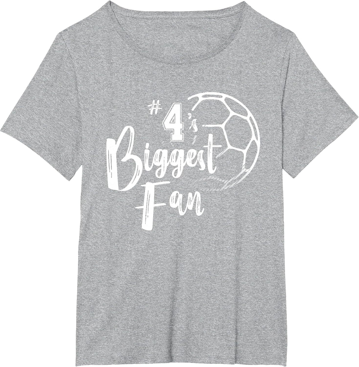 Number 4's Biggest Fan Shirt Soccer Player Mom Dad Family T-Shirt - Heather Grey