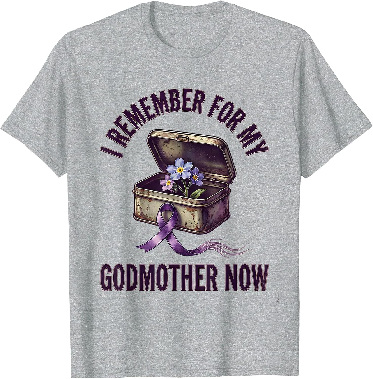 Men's I Remember For My Godmother Now Vintage Alzheimer's T-Shirt - Heather Grey