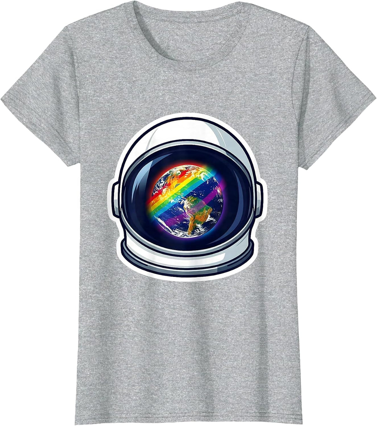 Pride Flag Astronaut Rainbow Earth Reflection T-Shirt - Heather Grey