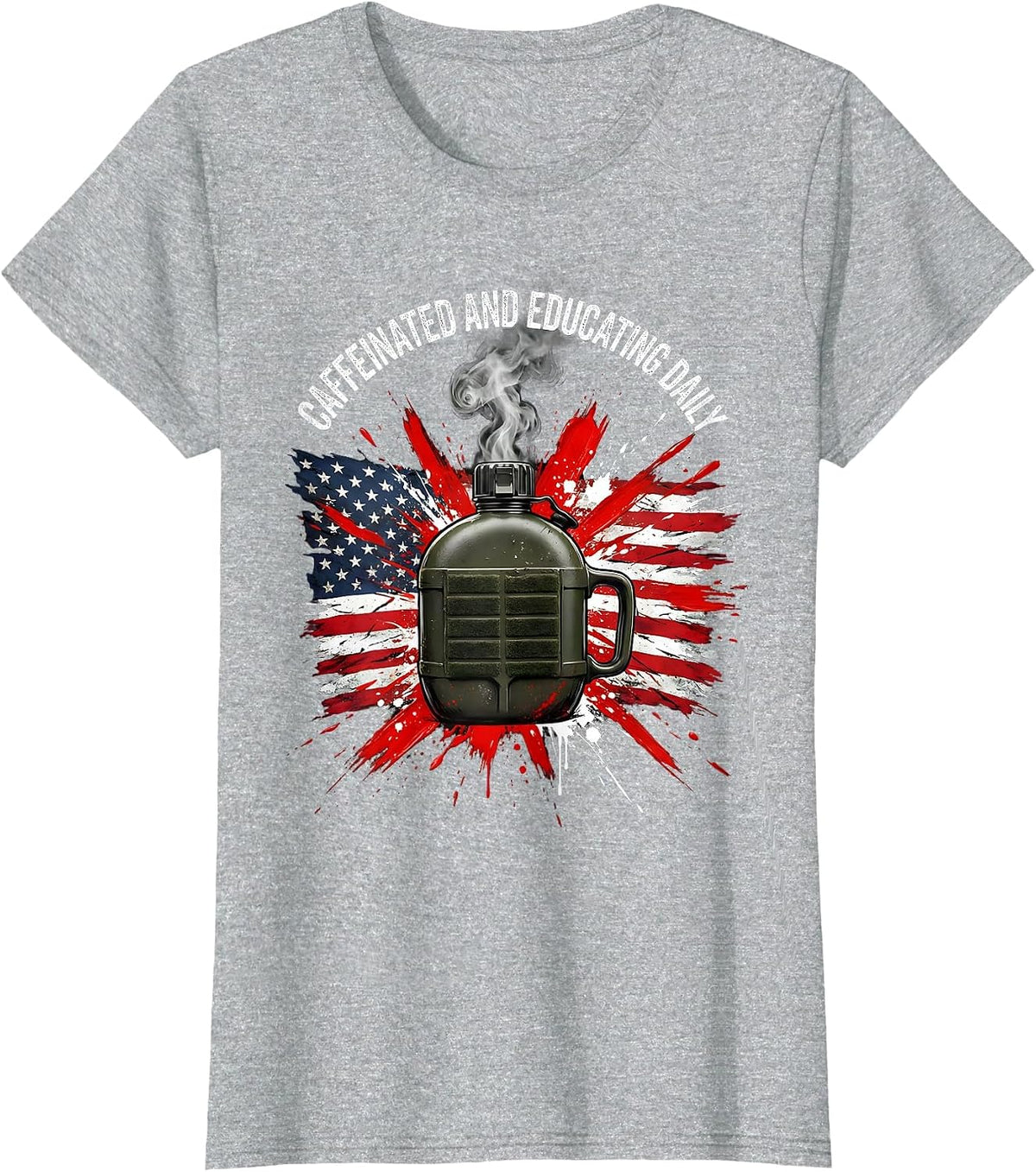 Caffeinated and Educating Daily 5th Grade Teacher T-Shirt - Heather Grey