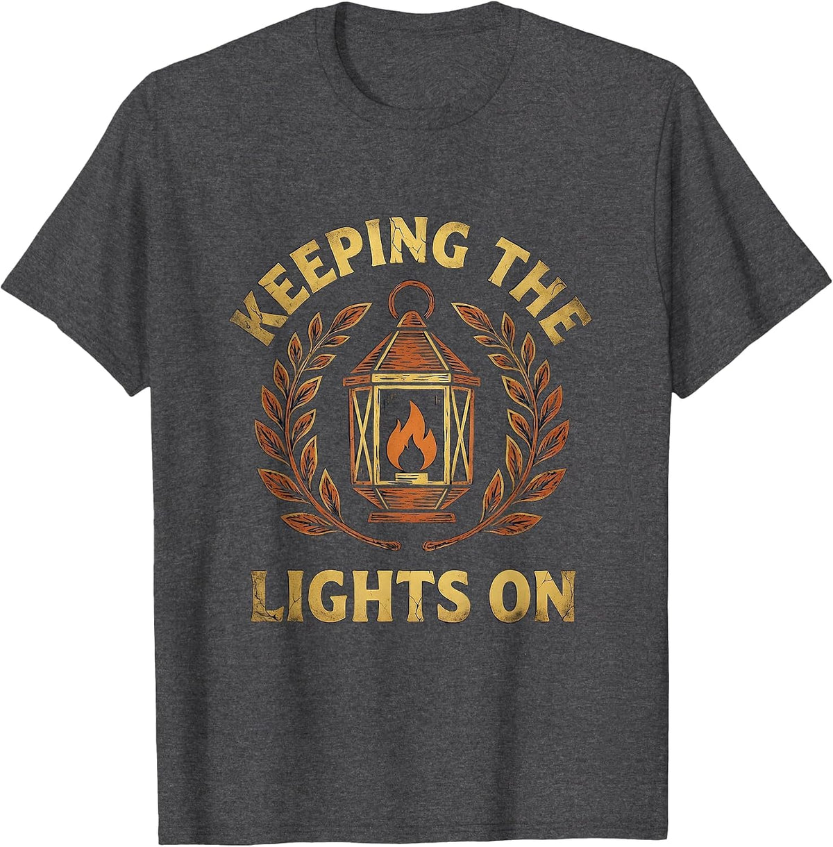 Substitute Teacher Keeping the Lights On Design T-Shirt - Dark Heather Grey