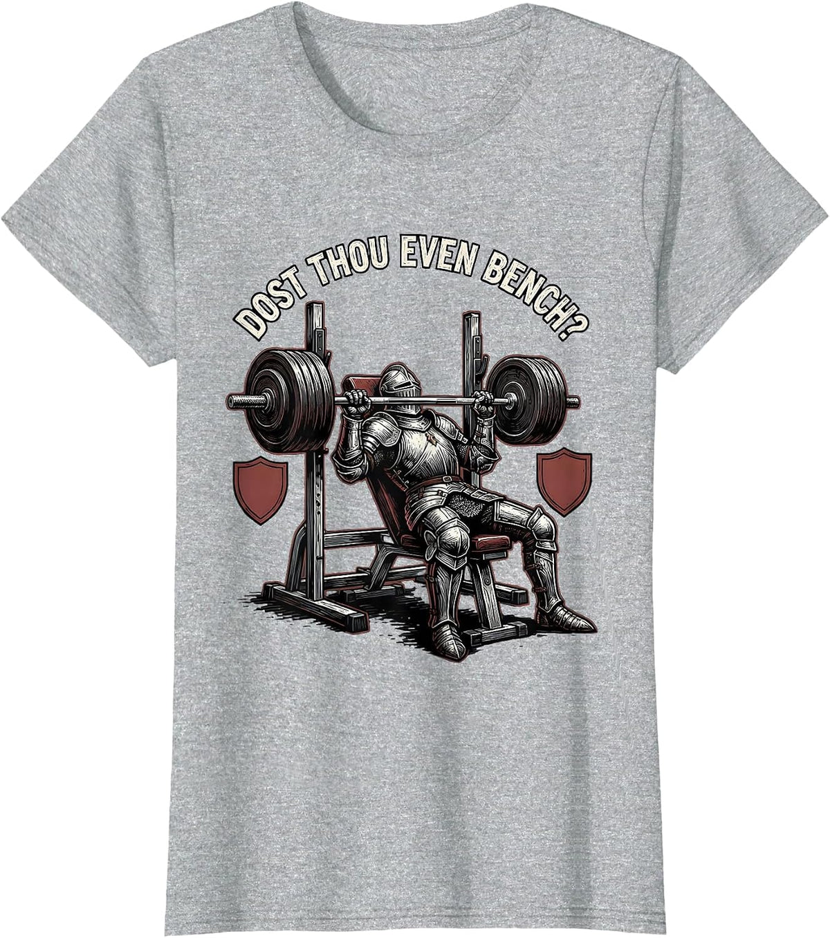 Dost Thou Even Bench Funny Medieval Gym Meme Lifting Gift T-Shirt - Heather Grey