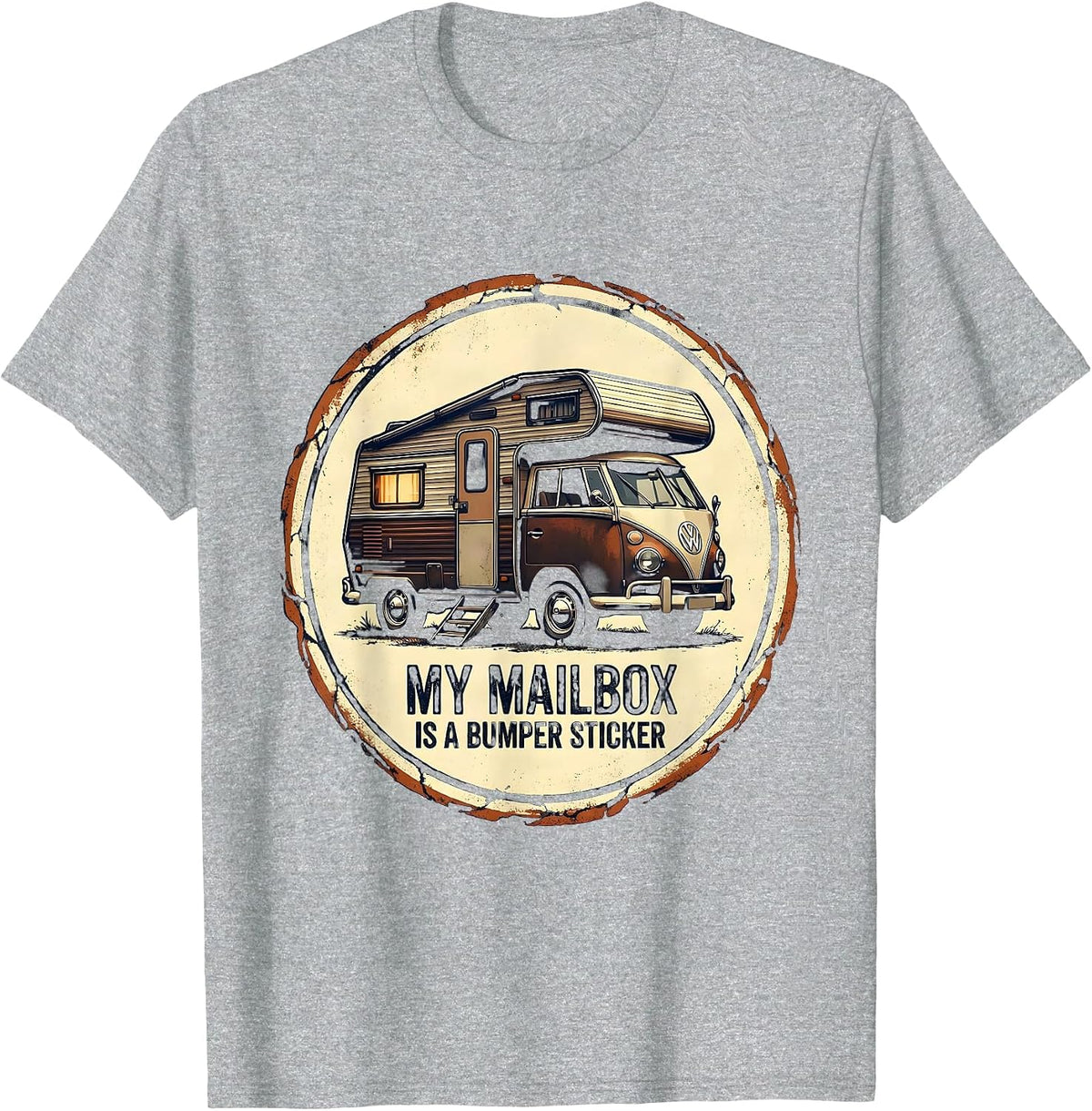 Men's My Mailbox Is A Bumper Sticker Retro Van Life Nomad Pride T-Shirt - Heather Grey