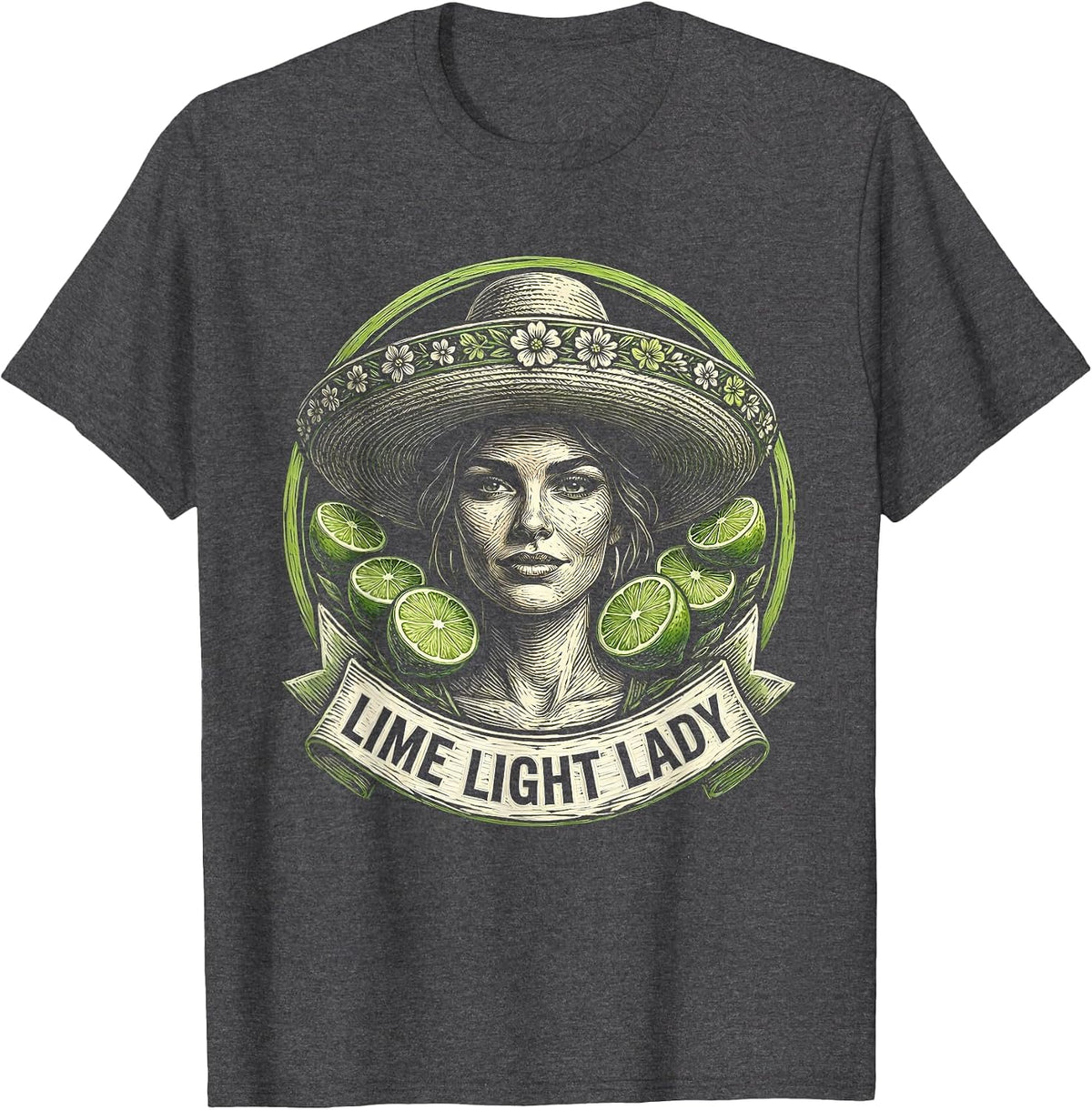 Lime Light Lady Cinco de Mayo Women Design T-Shirt - Dark Heather Grey
