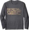 Foxtrots Delta Tangos Funny Foxtrot Delta Tango USA Flag Long Sleeve T-Shirt - Adult Unisex Dark Heather Grey