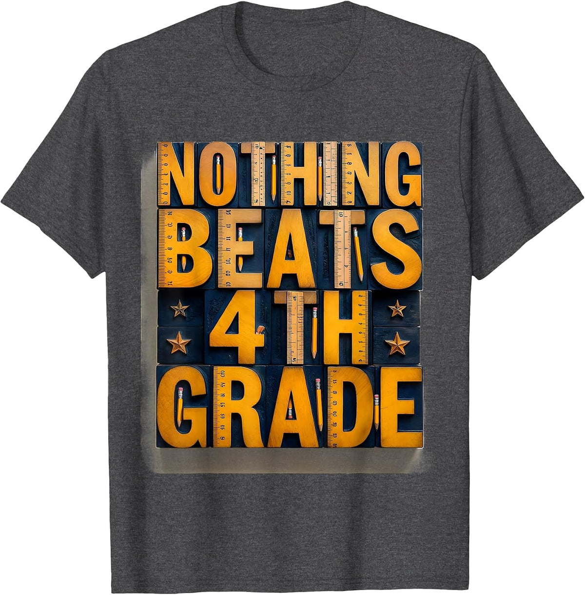 Nothing Beats 4th Grade Funny Back to School Teacher Kid T-Shirt - Dark Heather Grey