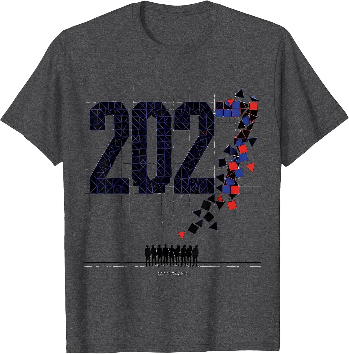 Men's 2027 Loading Geometric New Year Party Countdown Family T-Shirt - Dark Heather Grey