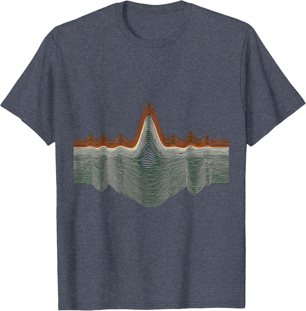 Pulse Band Topographic Contour Line Occupation Humor T-Shirt - Heather Blue
