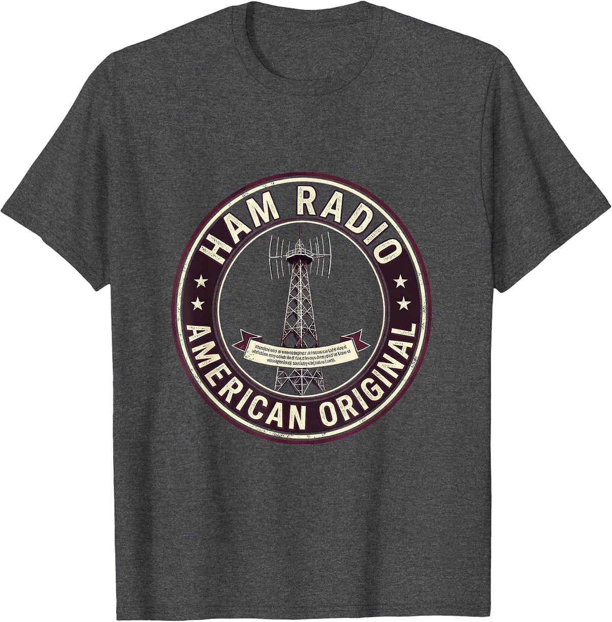 Ham Radio American Original Vintage Badge Design T-Shirt - Dark Heather Grey