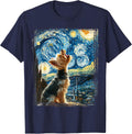 Yorkie Dog Artistic Van Gogh Starry Night Yorkshire Terrier T-Shirt - Navy Blue