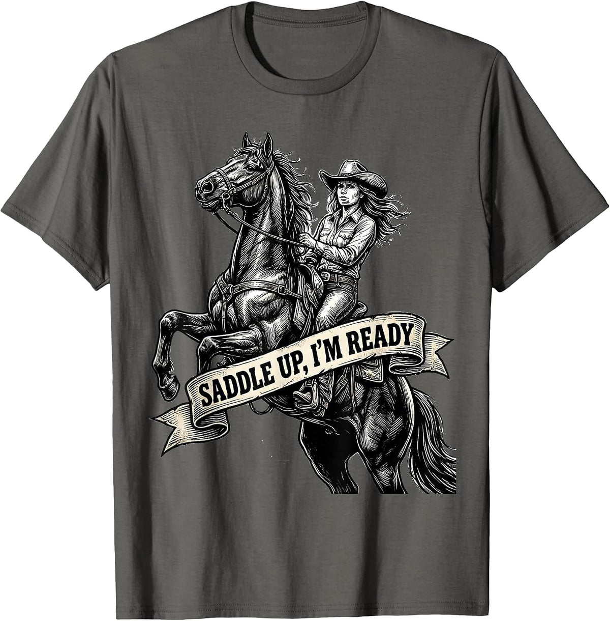 Not My First Rodeo Western Cowgirl Design T-Shirt - Asphalt Grey