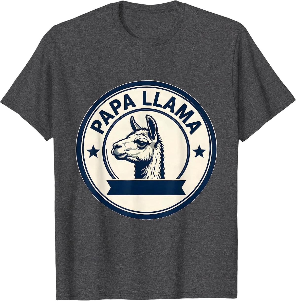 Papa Llama Funny Llama Alpaca Novelty Humor Casual T-Shirt - Dark Heather Grey