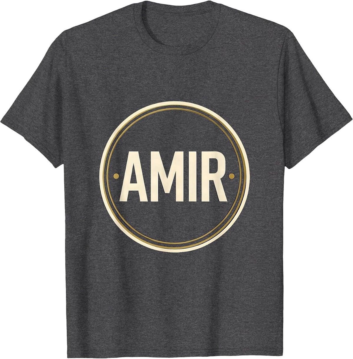 Men's AMIR Bold Typography Name Seal Van Life Traveler Gift T-Shirt - Dark Heather Grey