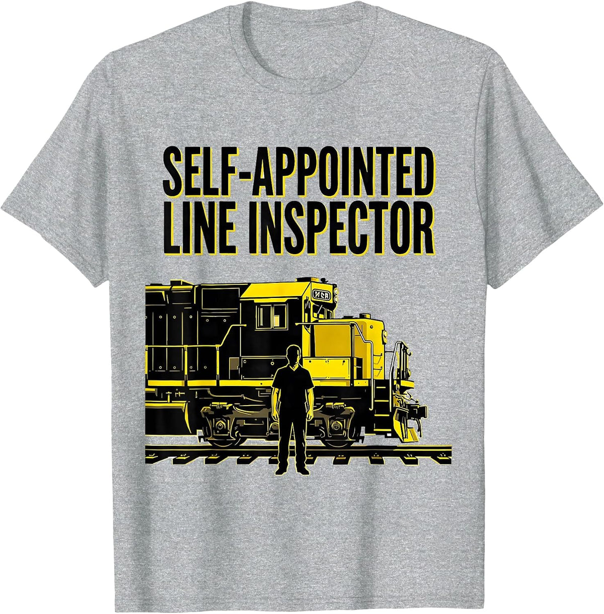 Men's Self-Appointed Line Inspector Funny Train Enthusiast Gift T-Shirt - Heather Grey