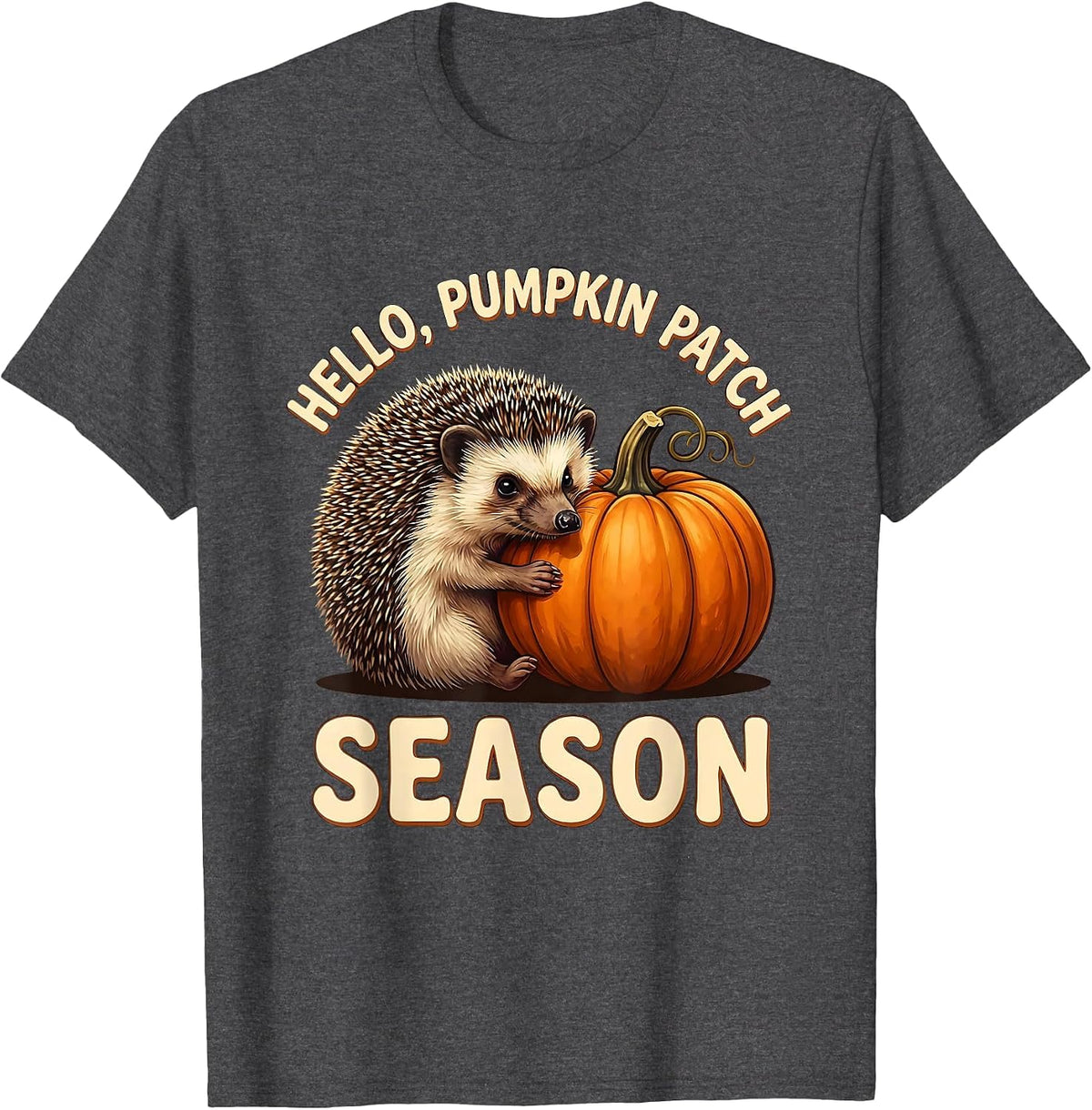Hello, Pumpkin Patch Season Whimsical Fall Cozy Autumn Humor T-Shirt - Dark Heather Grey